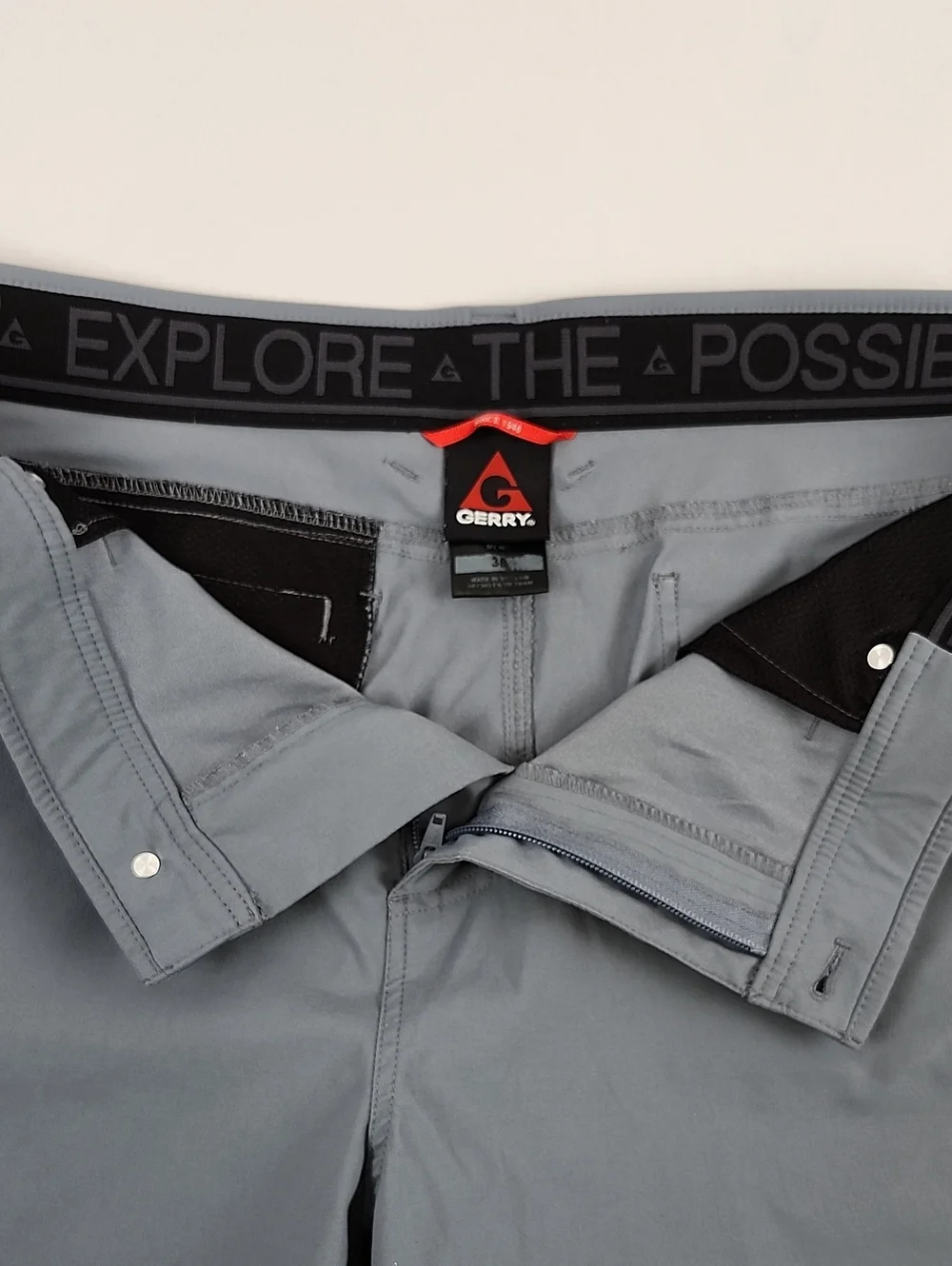 Gerry Mens Gray Outdoor Performance Hiking Shorts Size 38 Integrated Belt